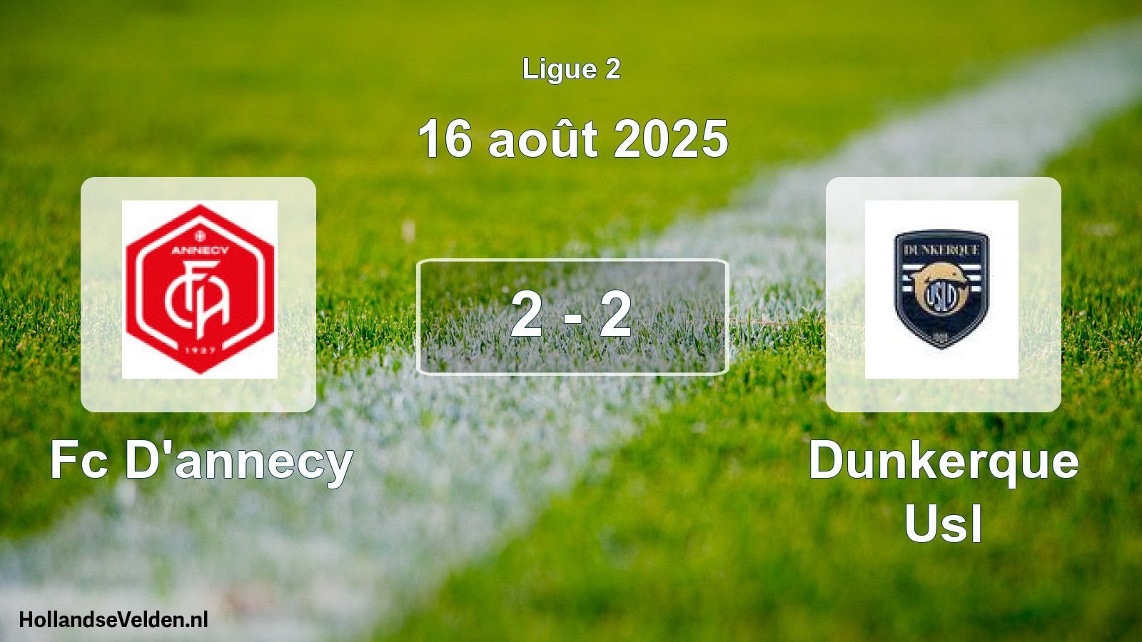 Gespeelde wedstrijd: Fc D'annecy - Dunkerque Usl 2 - 2 (16 augustus 2025)