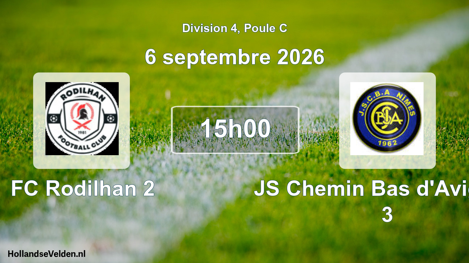 Match programmé: FC Rodilhan 2 - JS Chemin Bas d'Avignon 3 (6 septembre 2026)