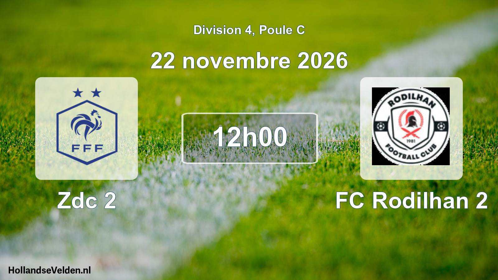Match programmé: Zdc 2 - FC Rodilhan 2 (22 novembre 2026)