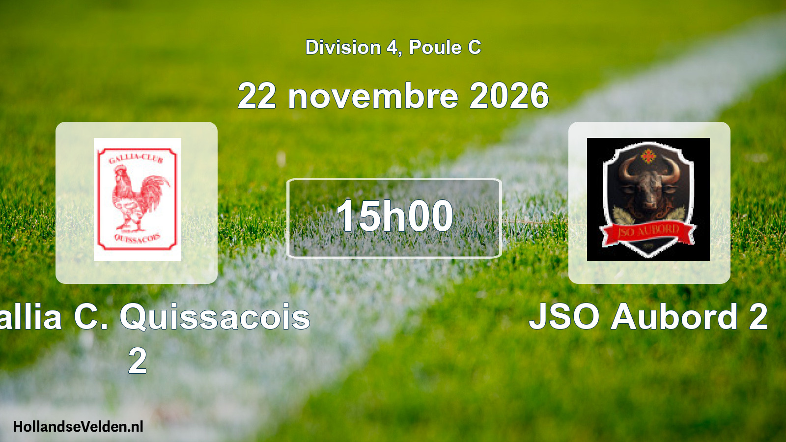 Match programmé: Gallia C. Quissacois 2 - JSO Aubord 2 (22 novembre 2026)