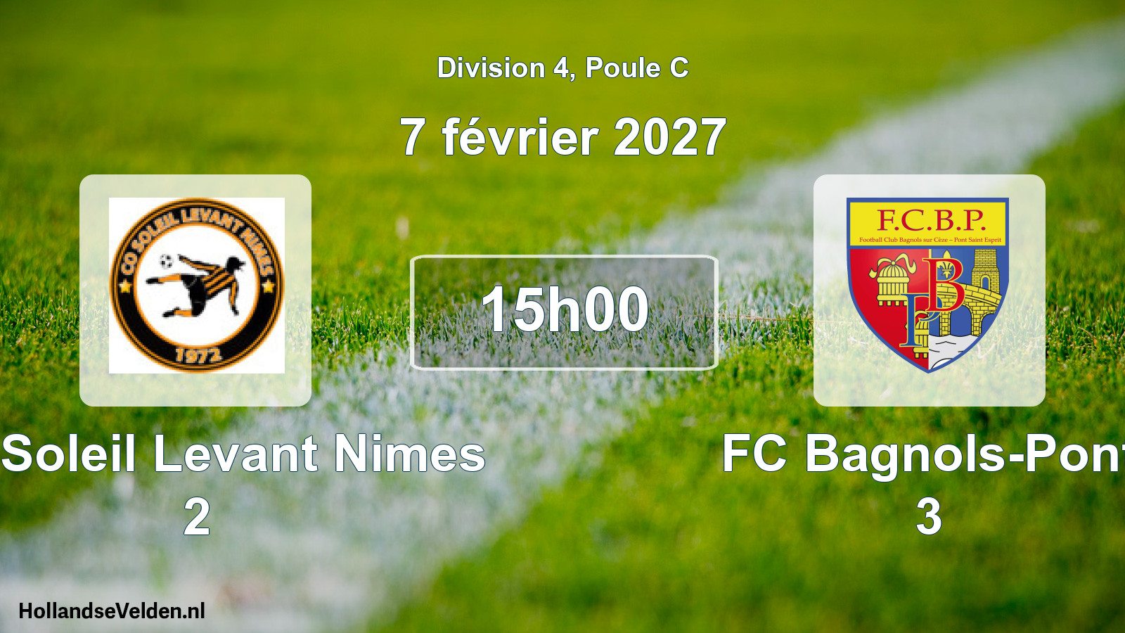 Geplande wedstrijd: CO Soleil Levant Nimes 2 - FC Bagnols-Pont 3 (7 februari 2027)