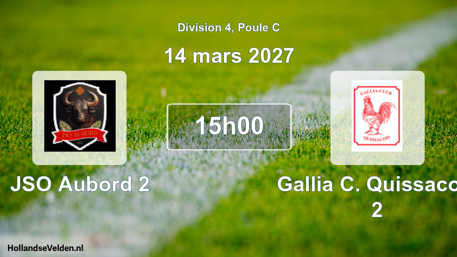 Match programmé: JSO Aubord 2 - Gallia C. Quissacois 2 (14 mars 2027)
