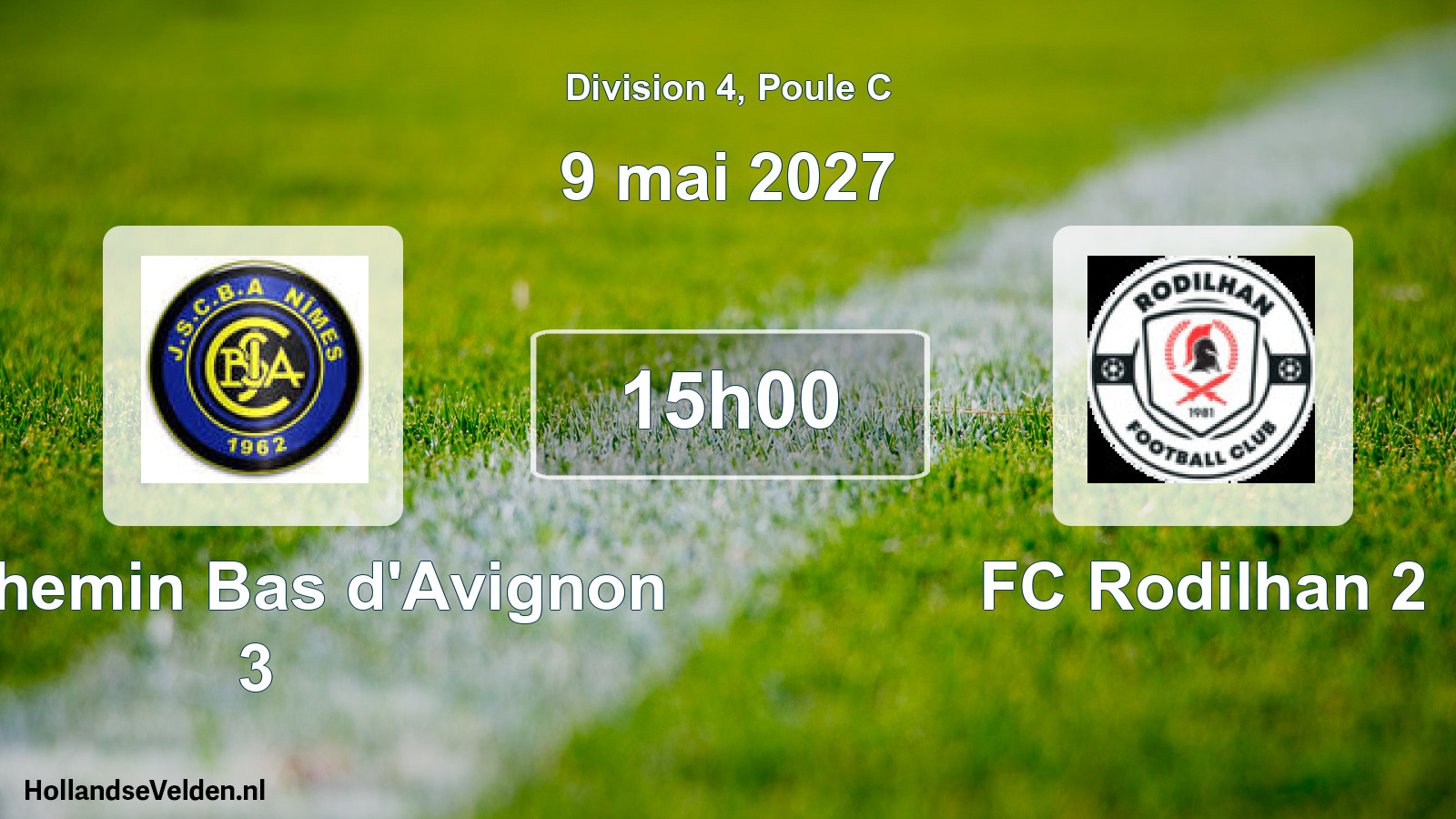 Match programmé: JS Chemin Bas d'Avignon 3 - FC Rodilhan 2 (9 mai 2027)