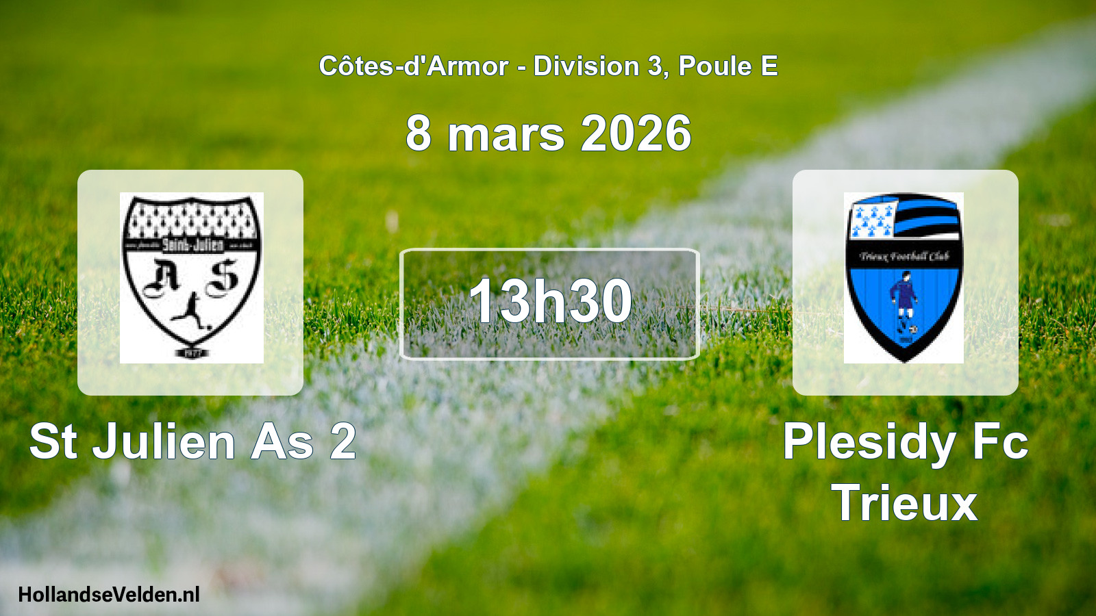 Geplande wedstrijd: St Julien As 2 - Plesidy Fc Trieux (8 maart 2026)