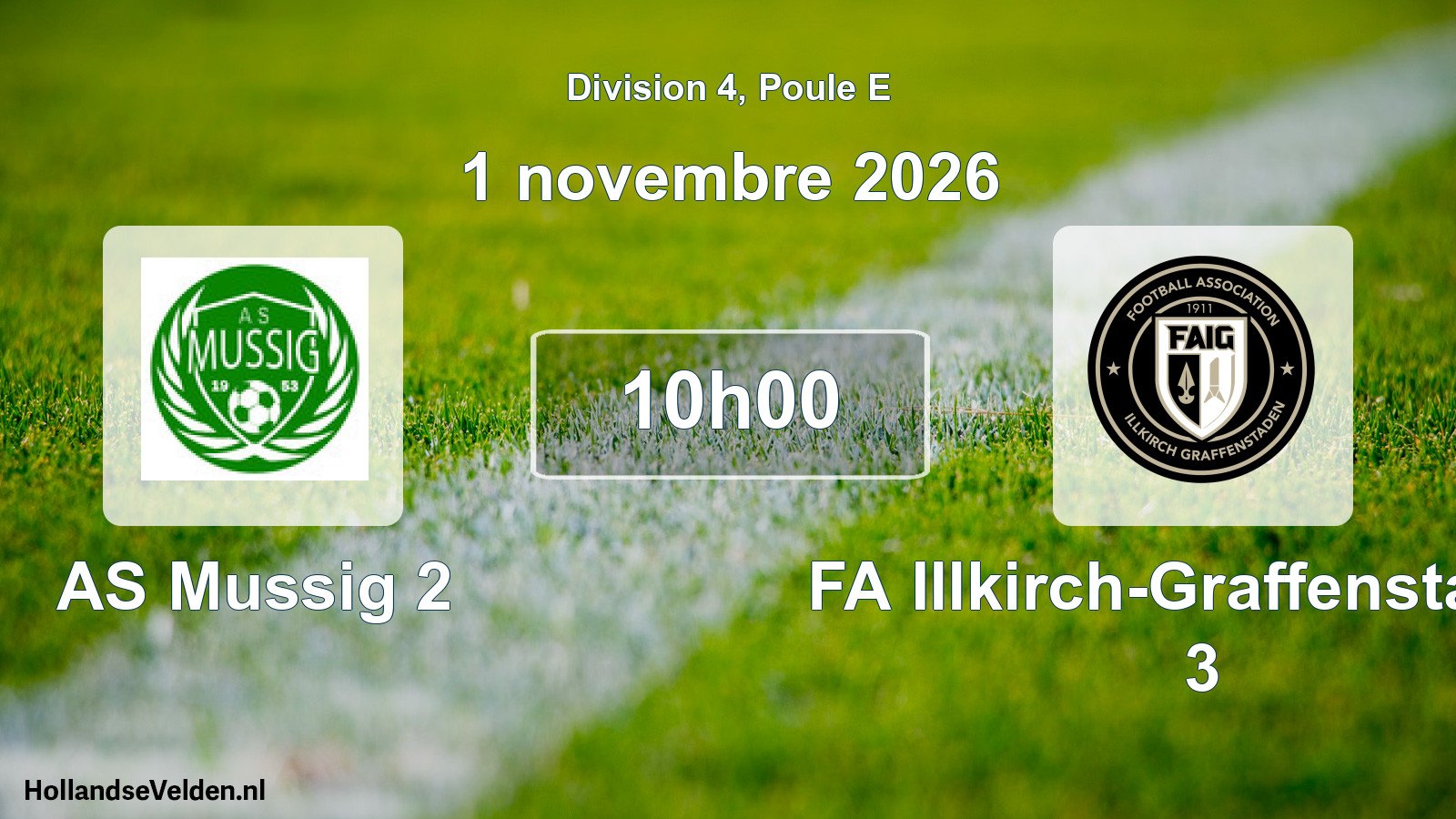 Match programmé: AS Mussig 2 - FA Illkirch-Graffenstaden 3 (1 novembre 2026)