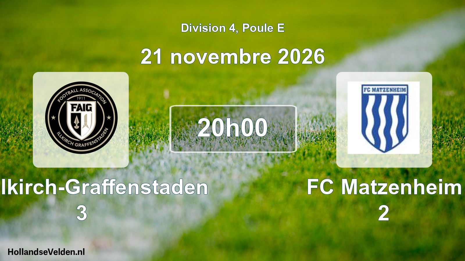 Match programmé: FA Illkirch-Graffenstaden 3 - FC Matzenheim 2 (21 novembre 2026)