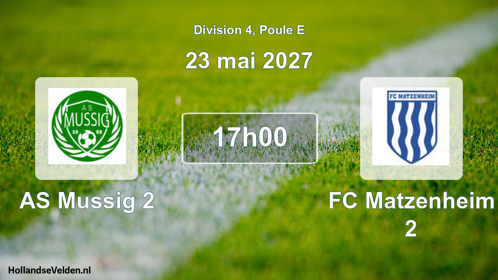 Match programmé: AS Mussig 2 - FC Matzenheim 2 (23 mai 2027)