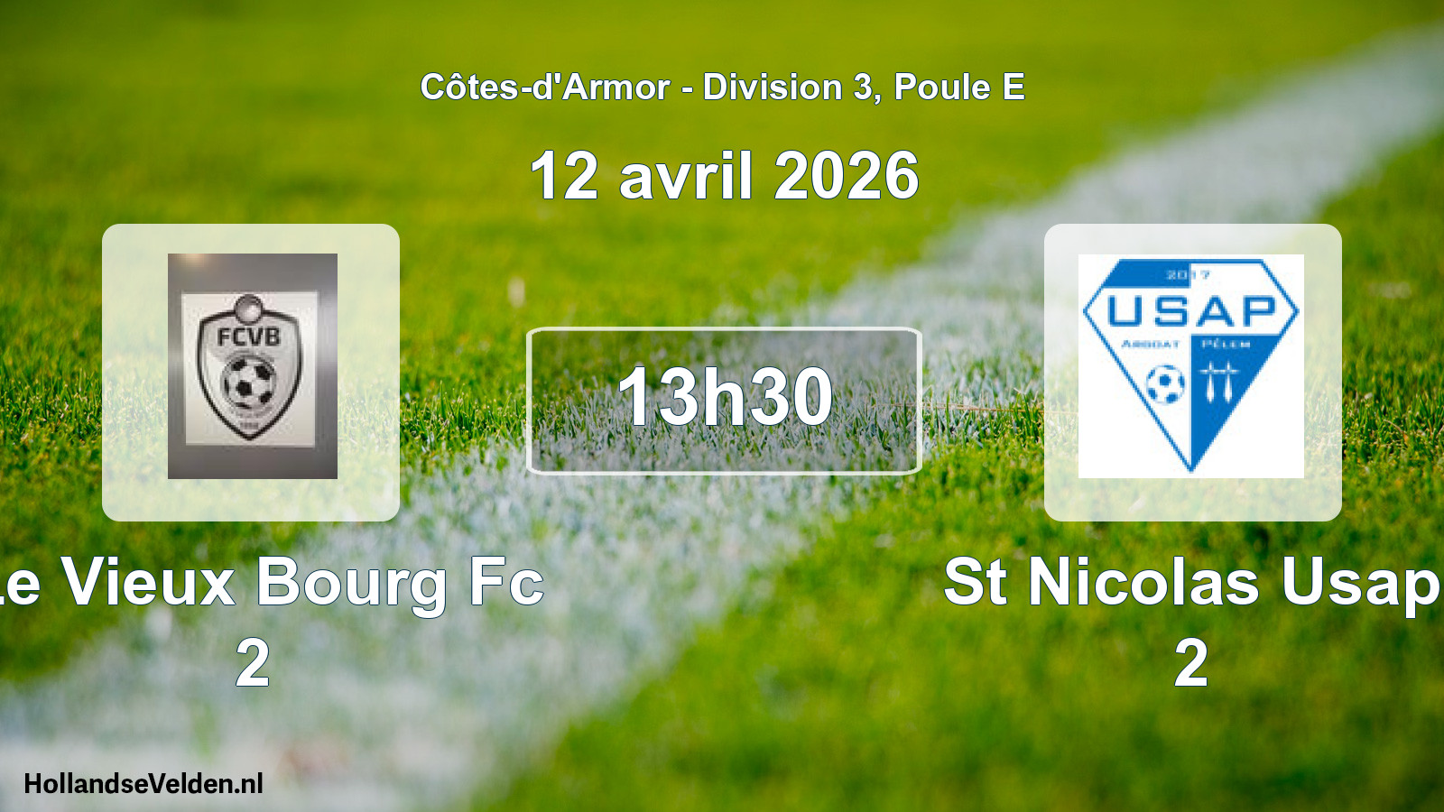 Geplande wedstrijd: Le Vieux Bourg Fc 2 - St Nicolas Usap 2 (12 avril 2026)
