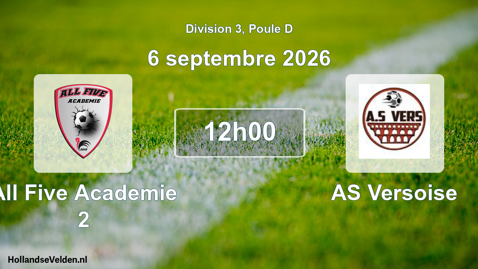 Match programmé: All Five Academie 2 - AS Versoise (6 septembre 2026)