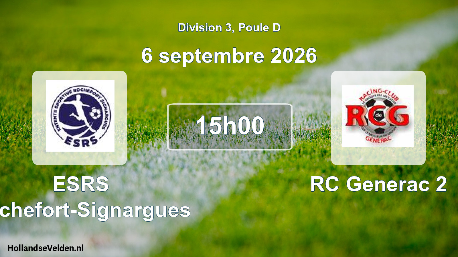 Match programmé: ESRS Rochefort-Signargues - RC Generac 2 (6 septembre 2026)