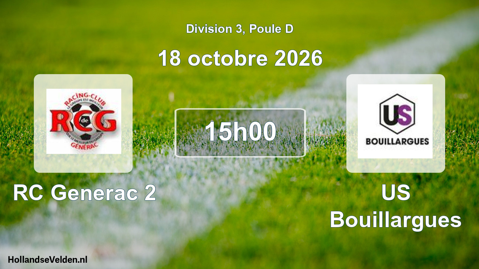 Match programmé: RC Generac 2 - US Bouillargues (18 octobre 2026)