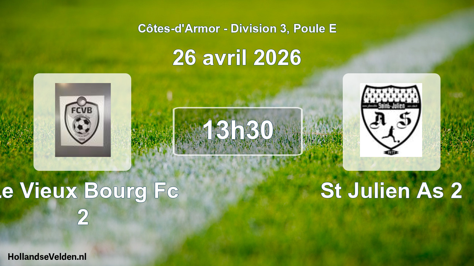 Geplande wedstrijd: Le Vieux Bourg Fc 2 - St Julien As 2 (26 april 2026)