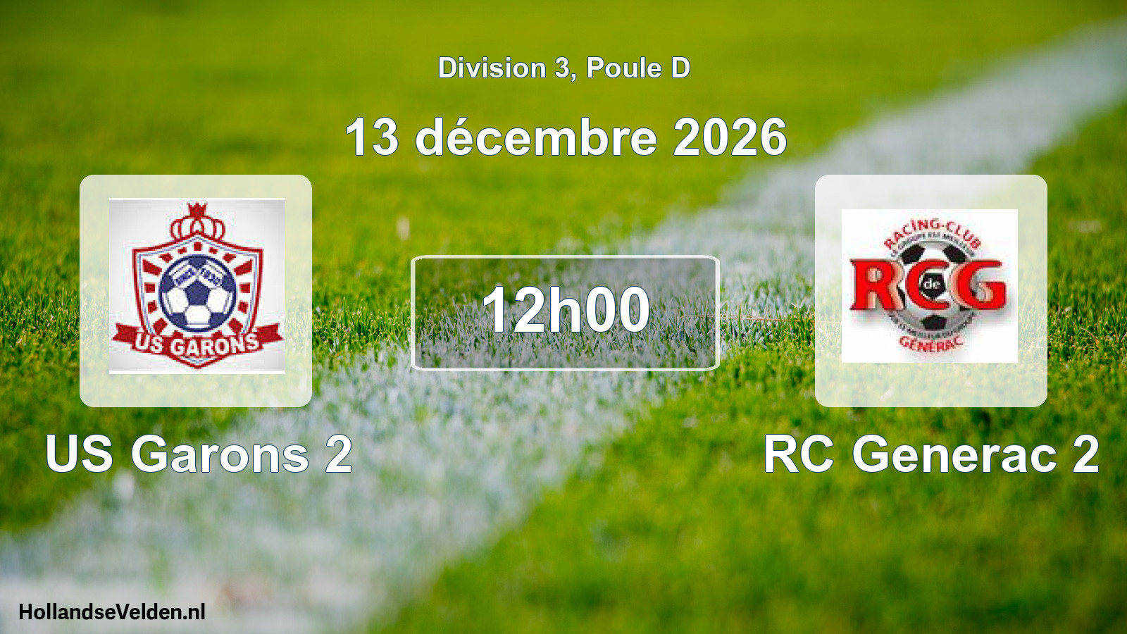 Match programmé: US Garons 2 - RC Generac 2 (13 décembre 2026)