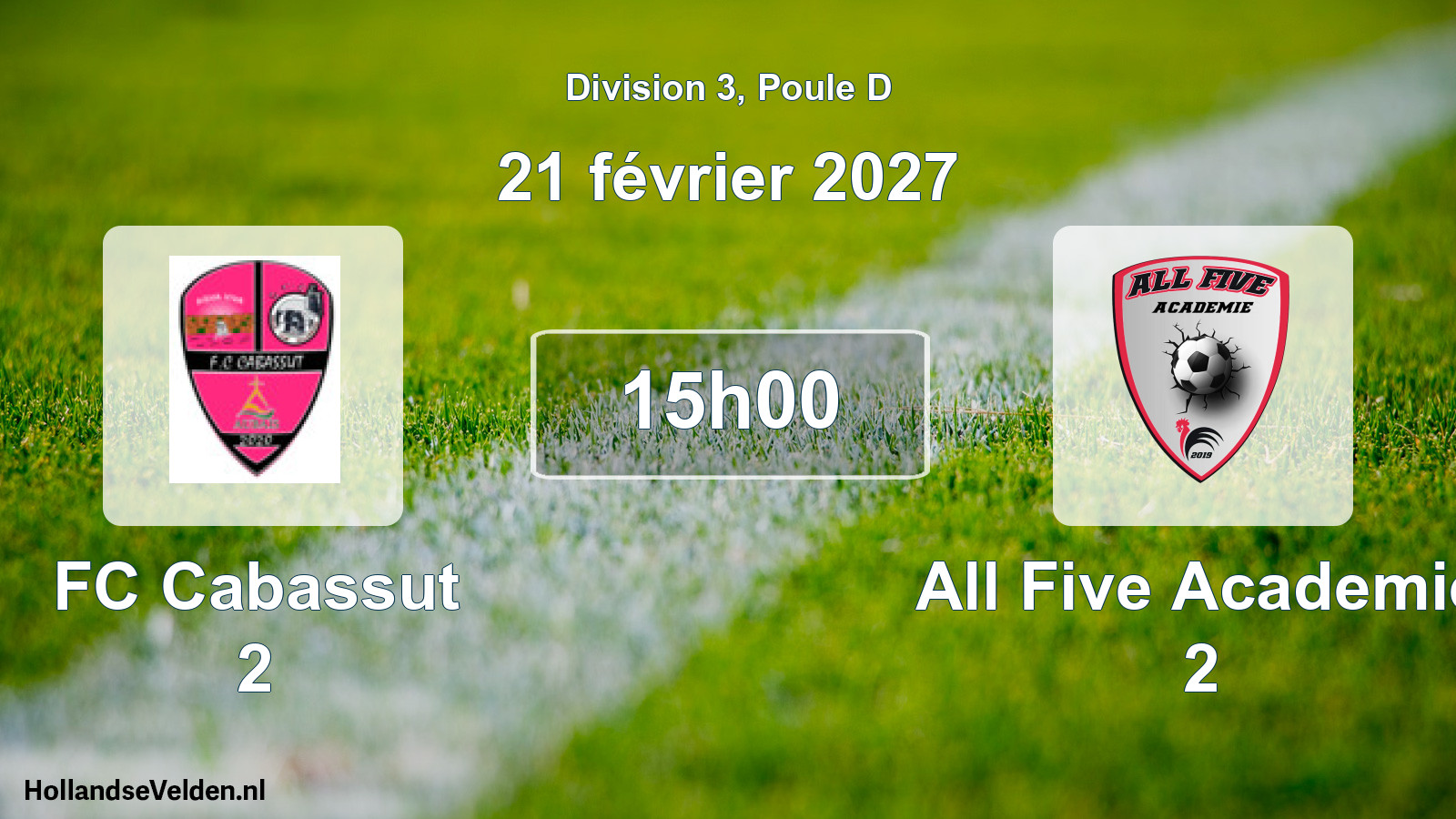 Match programmé: FC Cabassut 2 - All Five Academie 2 (21 février 2027)