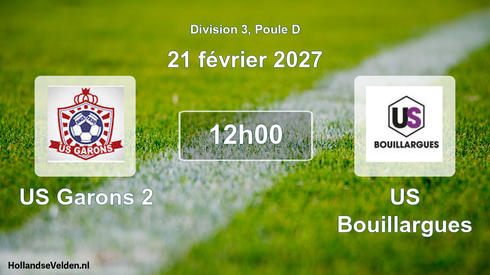 Match programmé: US Garons 2 - US Bouillargues (21 février 2027)