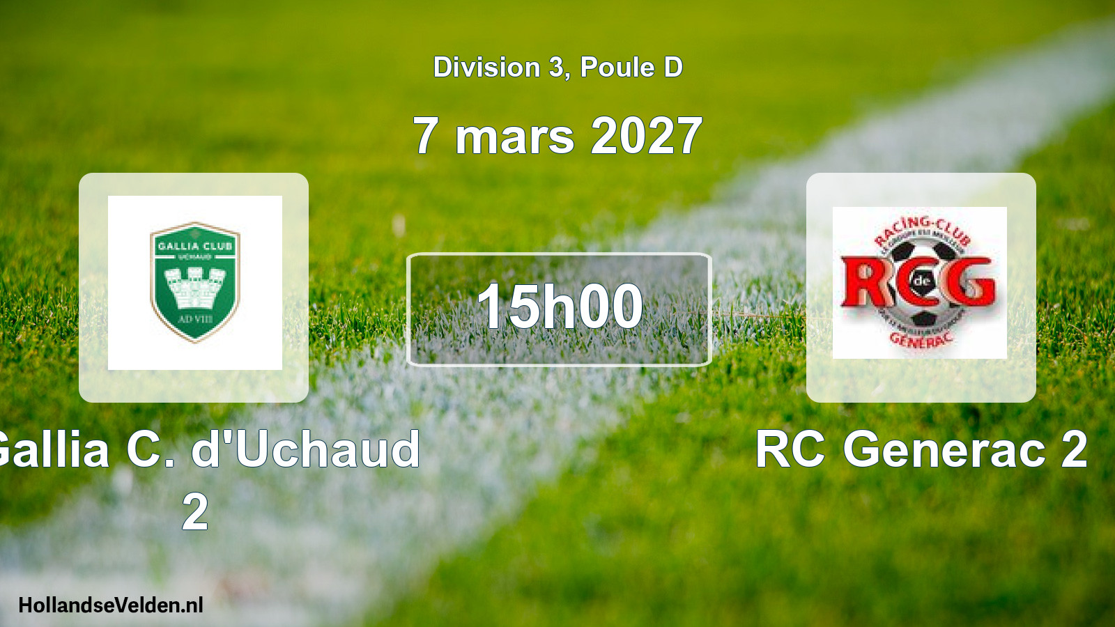 Match programmé: Gallia C. d'Uchaud 2 - RC Generac 2 (7 mars 2027)
