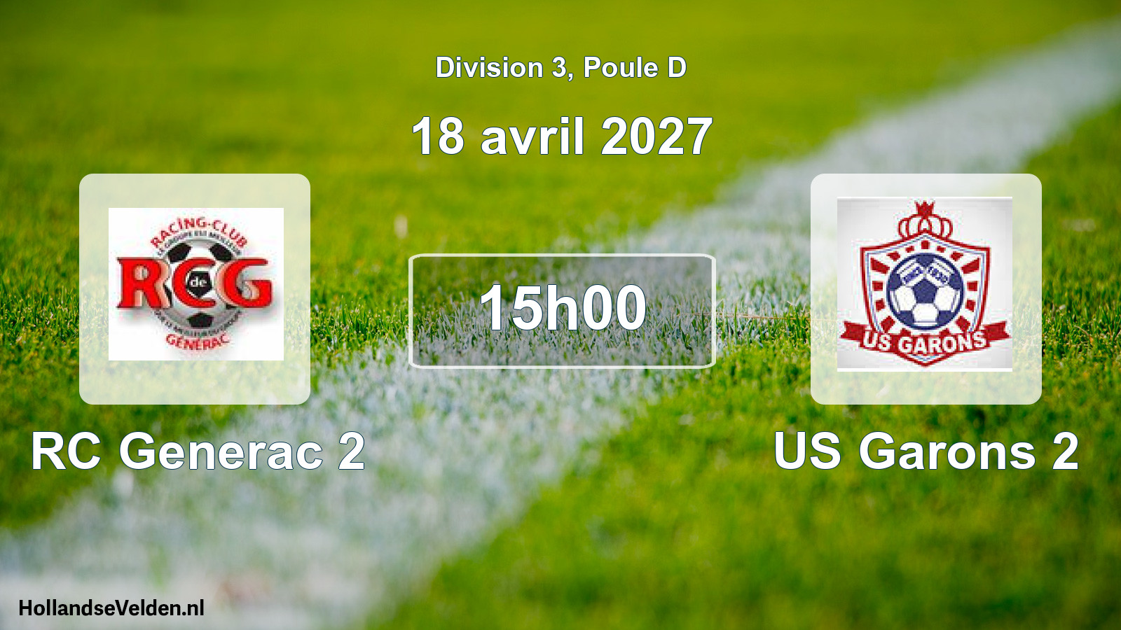 Match programmé: RC Generac 2 - US Garons 2 (18 avril 2027)