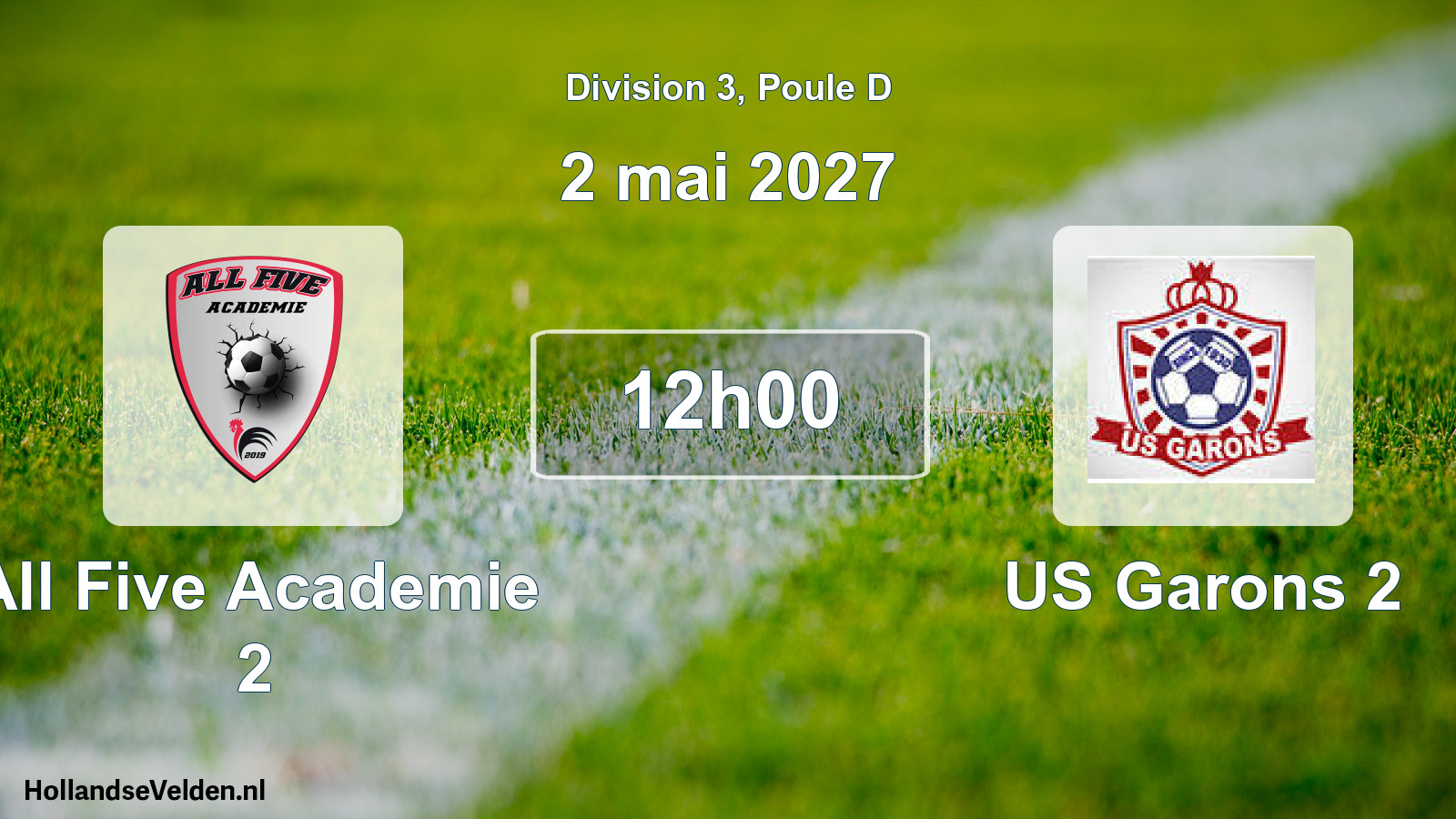 Match programmé: All Five Academie 2 - US Garons 2 (2 mai 2027)