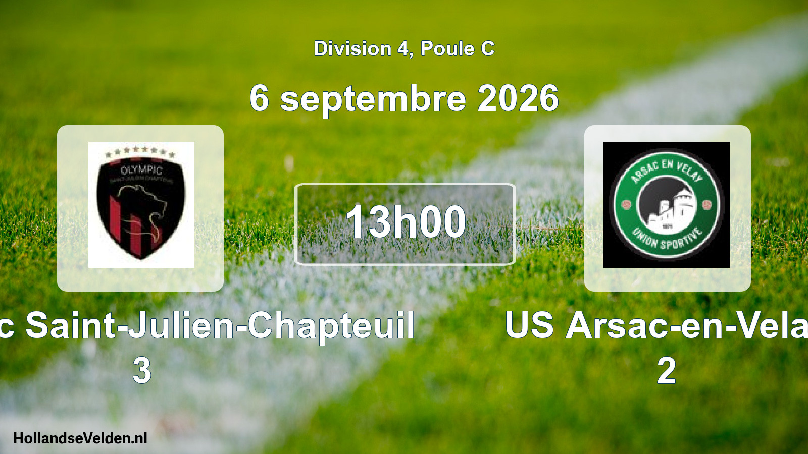 Scheduled Match: Olympic Saint-Julien-Chapteuil 3 - US Arsac-en-Velay 2 (6 September 2026)