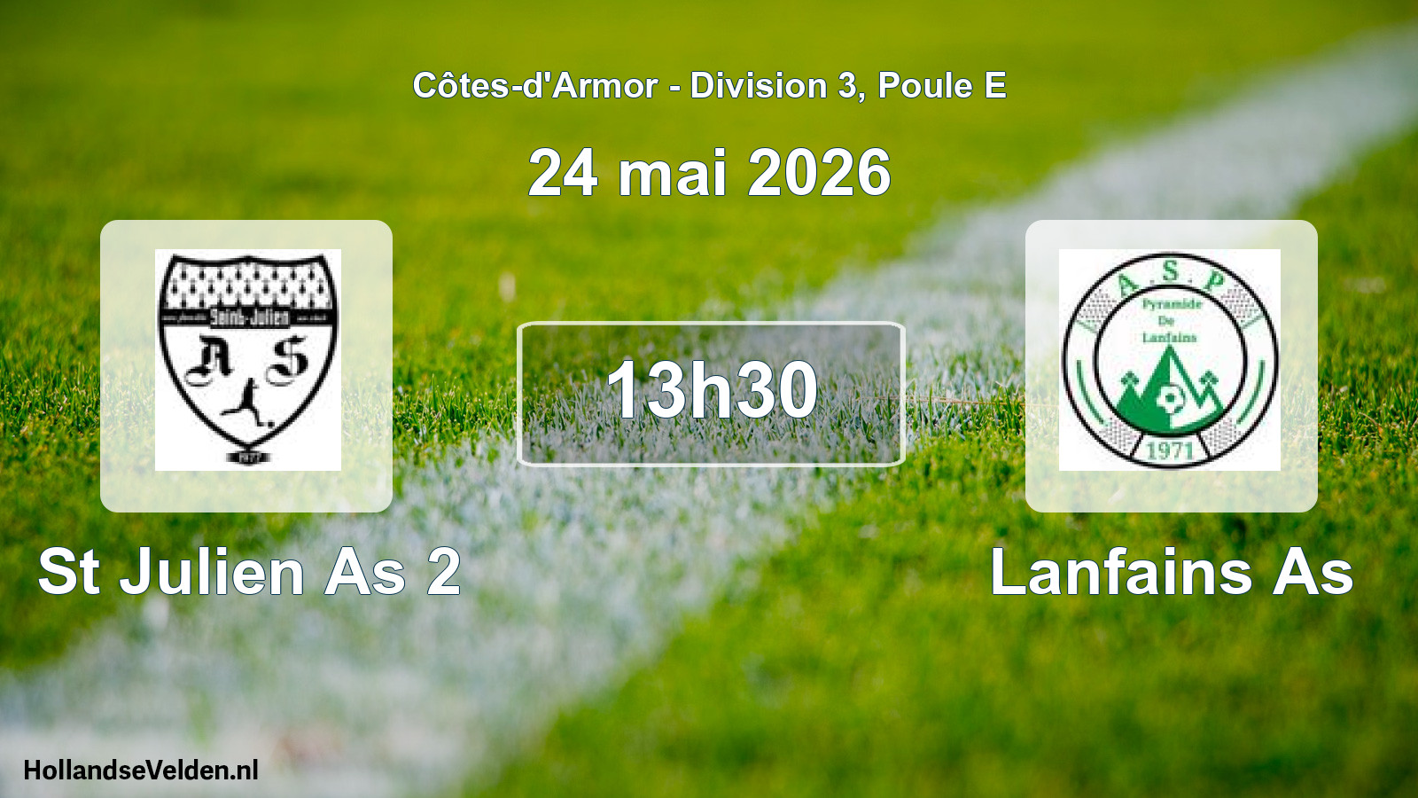 Geplande wedstrijd: St Julien As 2 - Lanfains As (24 mai 2026)