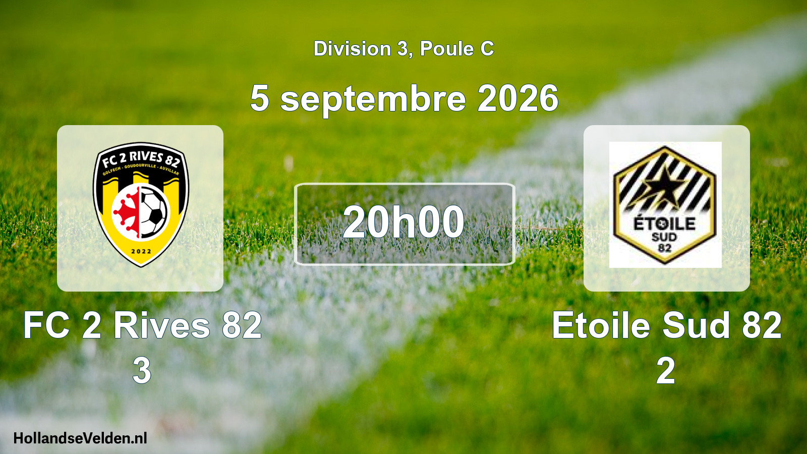 Match programmé: FC 2 Rives 82 3 - Etoile Sud 82 2 (5 septembre 2026)