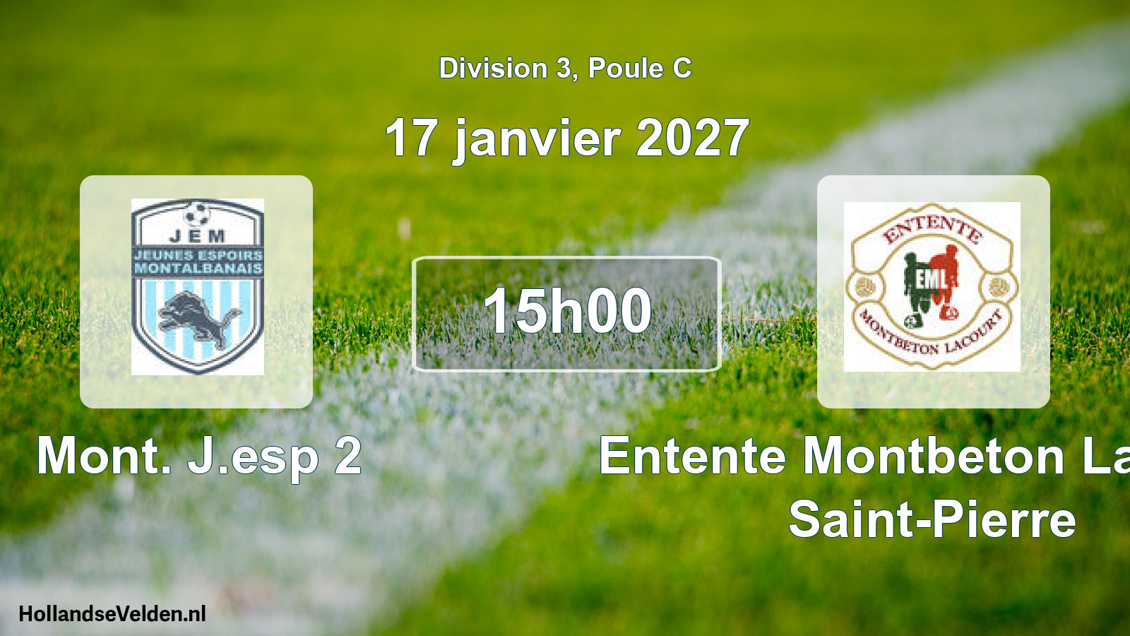 Match programmé: Mont. J.esp 2 - Entente Montbeton Lacourt Saint-Pierre (17 janvier 2027)