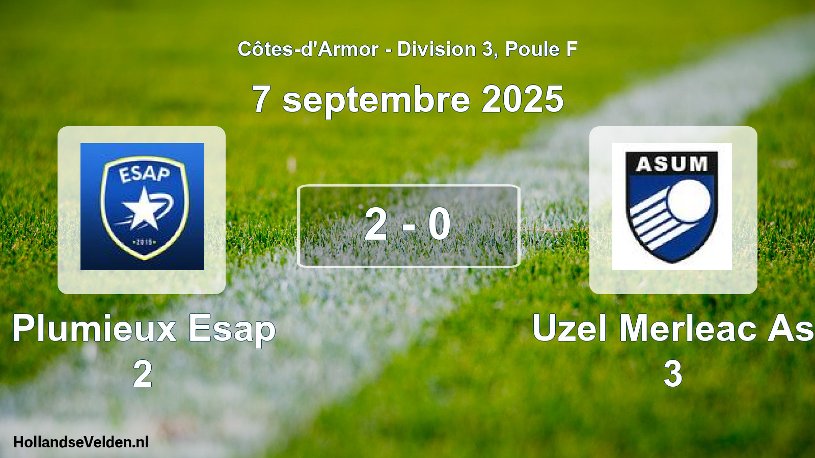 Gespeelde wedstrijd: Plumieux Esap 2 - Uzel Merleac As 3 2 - 0 (7 september 2025)