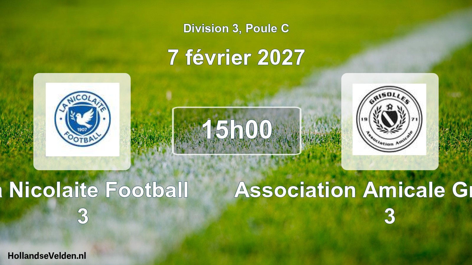 Match programmé: La Nicolaite Football 3 - Association Amicale Grisolles 3 (7 février 2027)