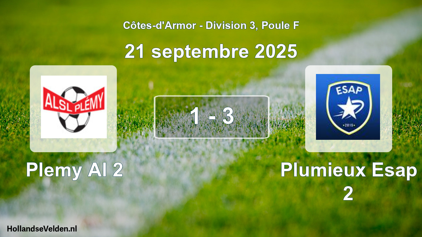Total number of matches played: Plemy Al 2 - Plumieux Esap 2 1 - 3 (21 September 2025)