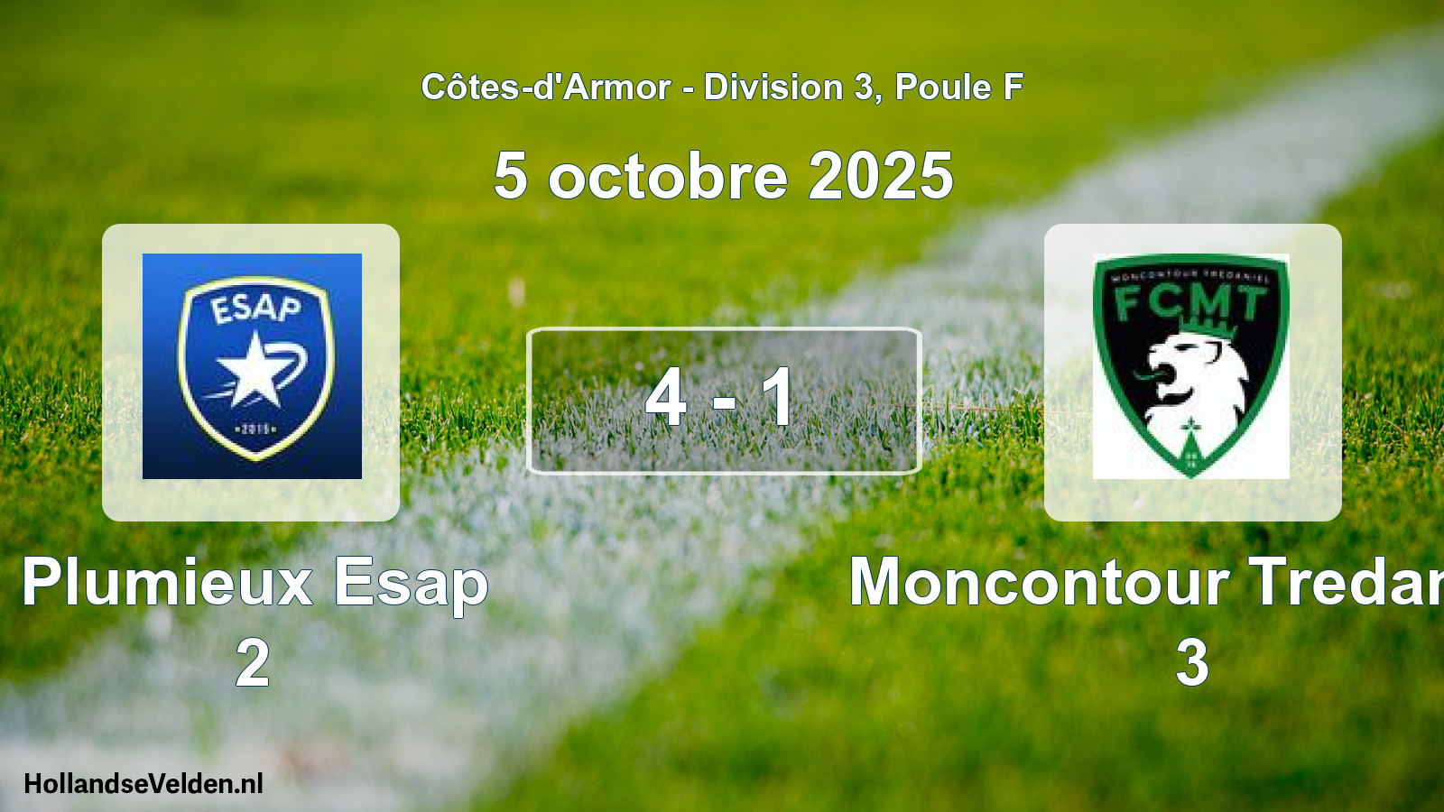 Gespeelde wedstrijd: Plumieux Esap 2 - Moncontour Tredaniel 3 4 - 1 (5 octobre 2025)