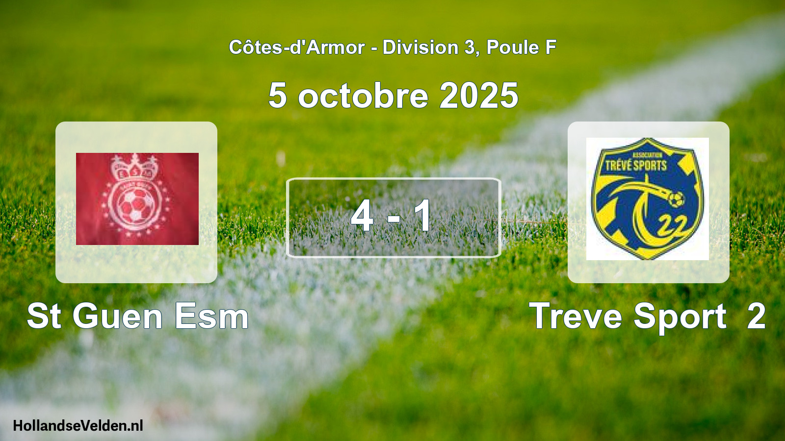 Gespeelde wedstrijd: St Guen Esm - Treve Sport 2 4 - 1 (5 octobre 2025)