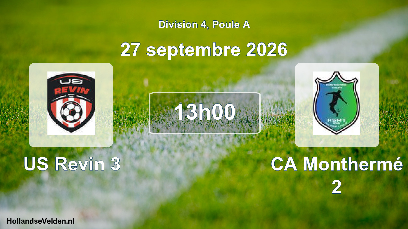 Match programmé: US Revin 3 - CA Monthermé 2 (27 septembre 2026)