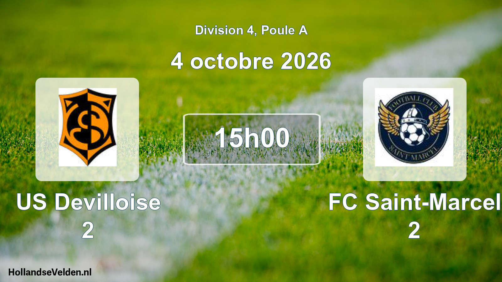 Match programmé: US Devilloise 2 - FC Saint-Marcel 2 (4 octobre 2026)