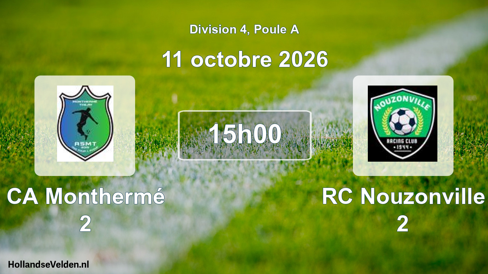 Match programmé: CA Monthermé 2 - RC Nouzonville 2 (11 octobre 2026)