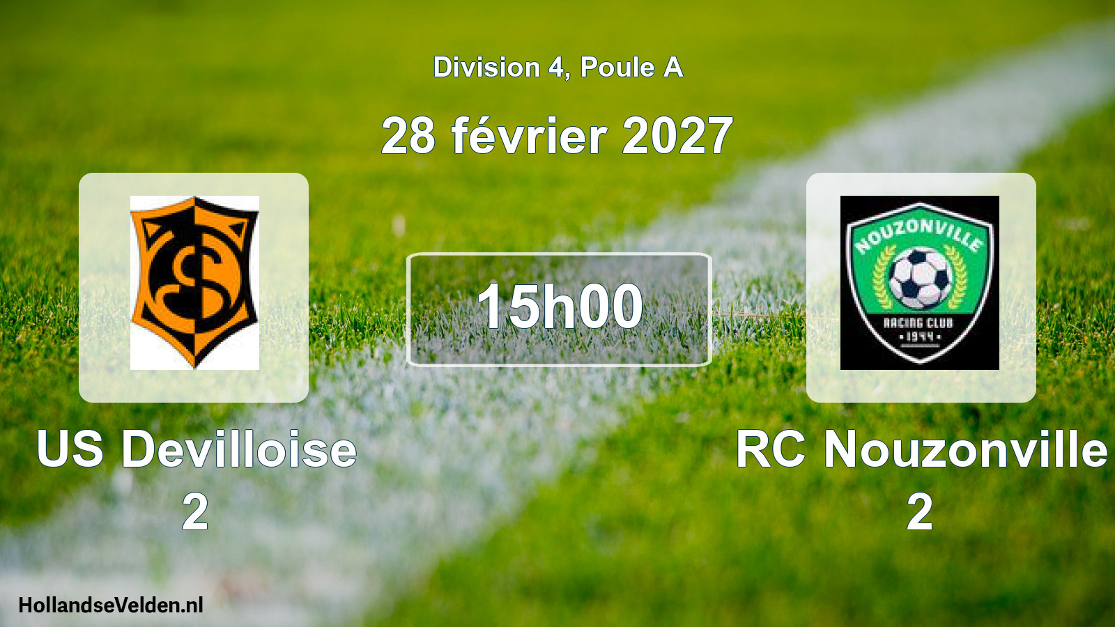 Match programmé: US Devilloise 2 - RC Nouzonville 2 (28 février 2027)