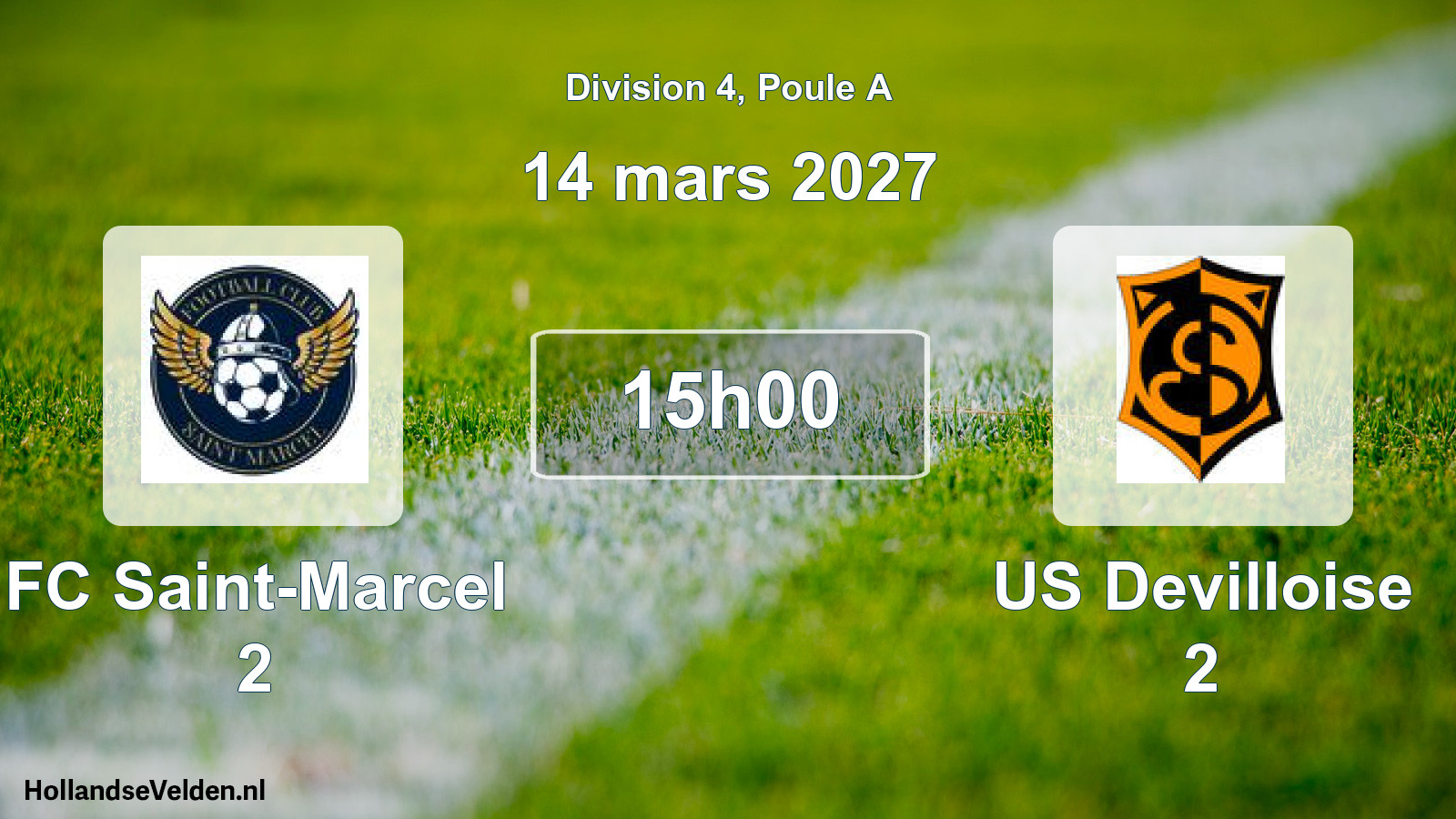 Match programmé: FC Saint-Marcel 2 - US Devilloise 2 (14 mars 2027)