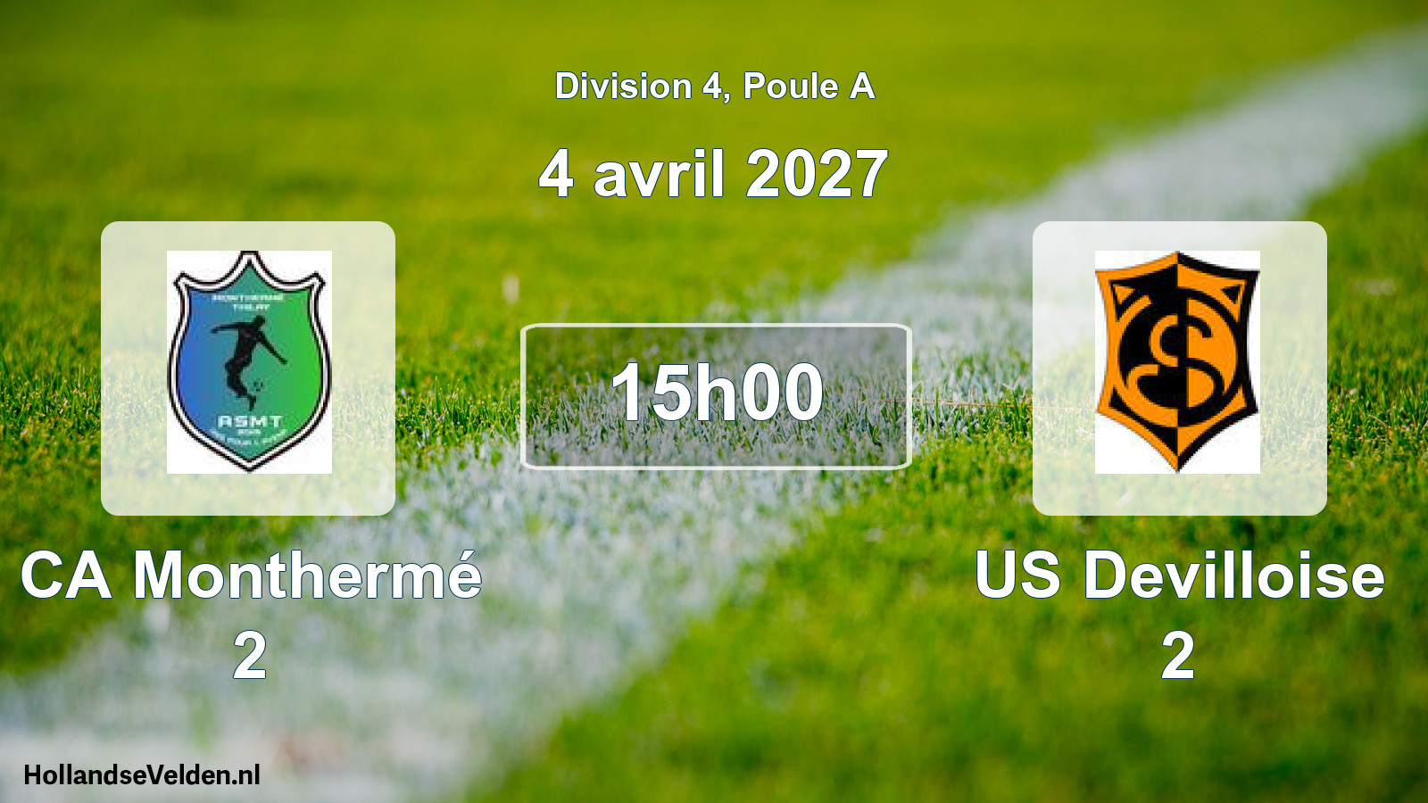 Match programmé: CA Monthermé 2 - US Devilloise 2 (4 avril 2027)