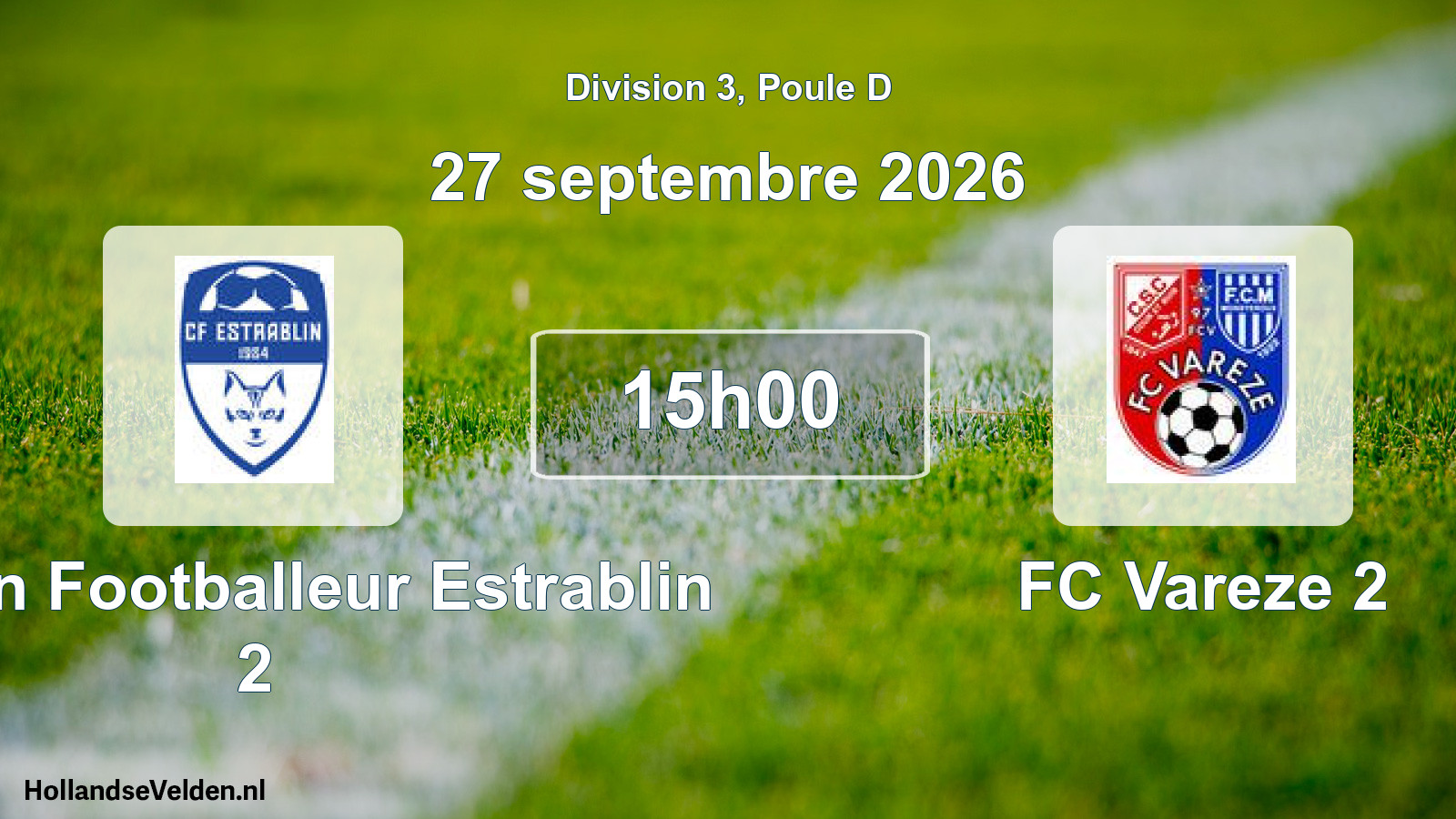 Scheduled Match: Chaton Footballeur Estrablin 2 - FC Vareze 2 (27 September 2026)