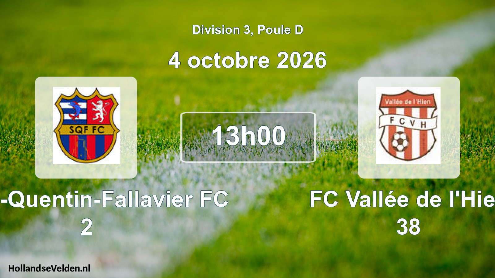 Scheduled Match: Saint-Quentin-Fallavier FC 2 - FC Vallée de l'Hien 38 (4 October 2026)