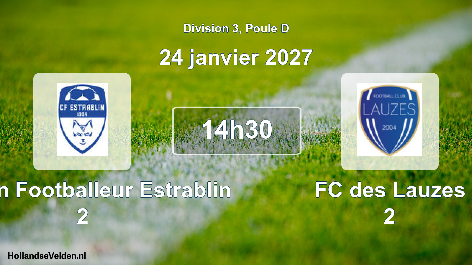 Scheduled Match: Chaton Footballeur Estrablin 2 - FC des Lauzes 2 (24 January 2027)