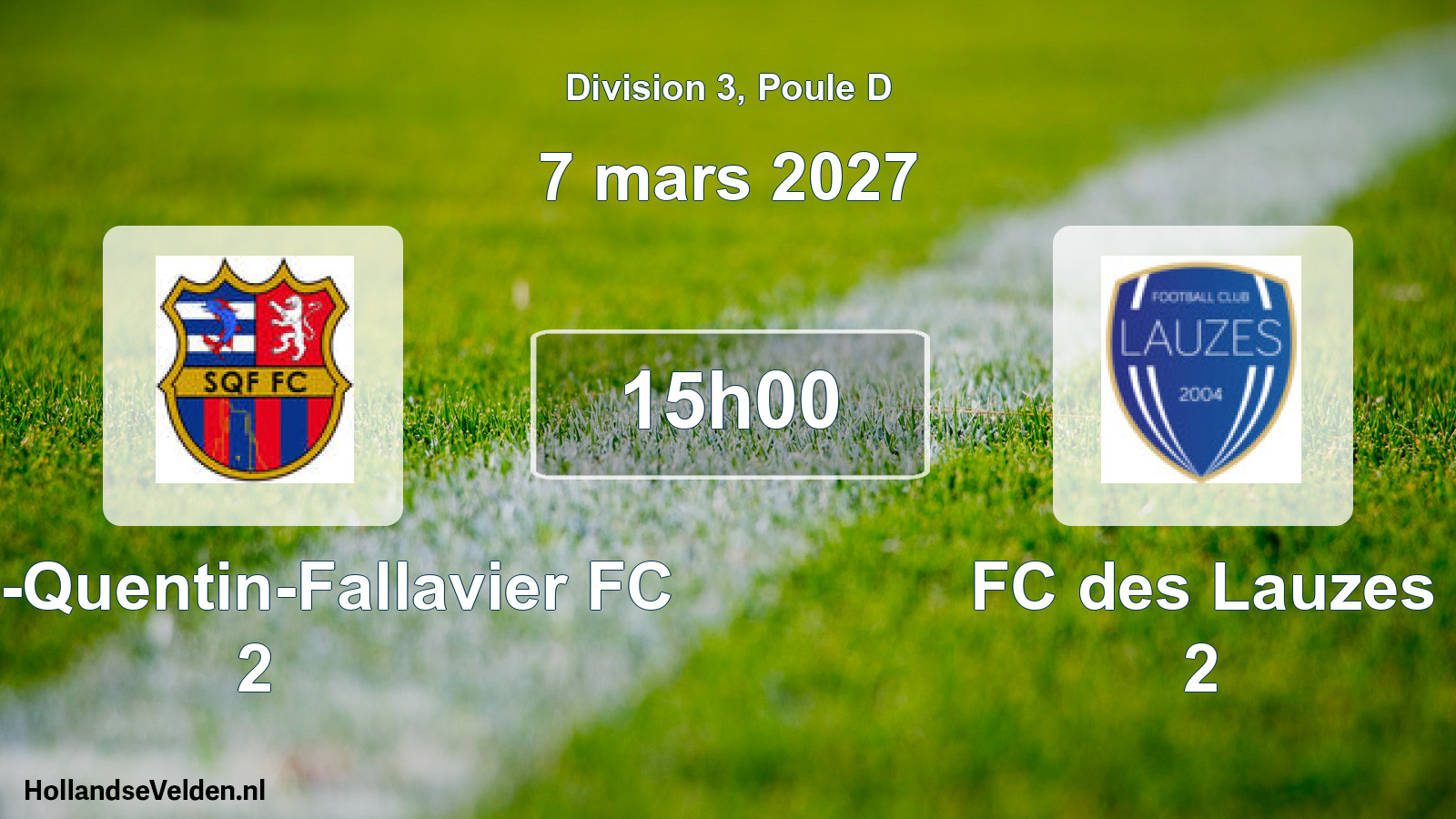 Match programmé: Saint-Quentin-Fallavier FC 2 - FC des Lauzes 2 (7 mars 2027)