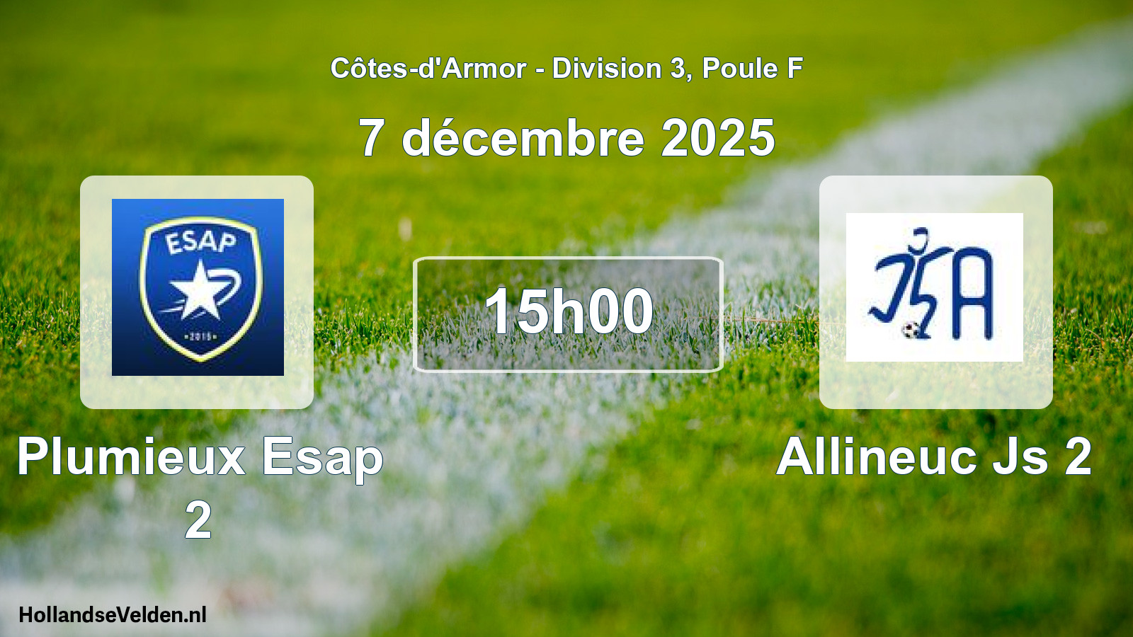 Geplande wedstrijd: Plumieux Esap 2 - Allineuc Js 2 (7 december 2025)