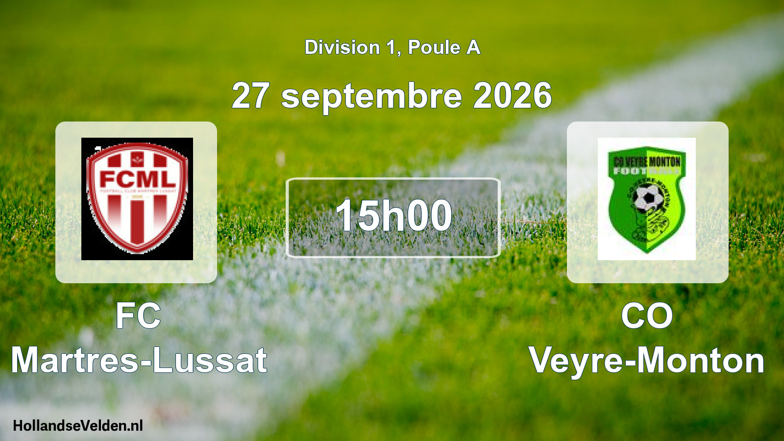 Match programmé: FC Martres-Lussat - CO Veyre-Monton (27 septembre 2026)