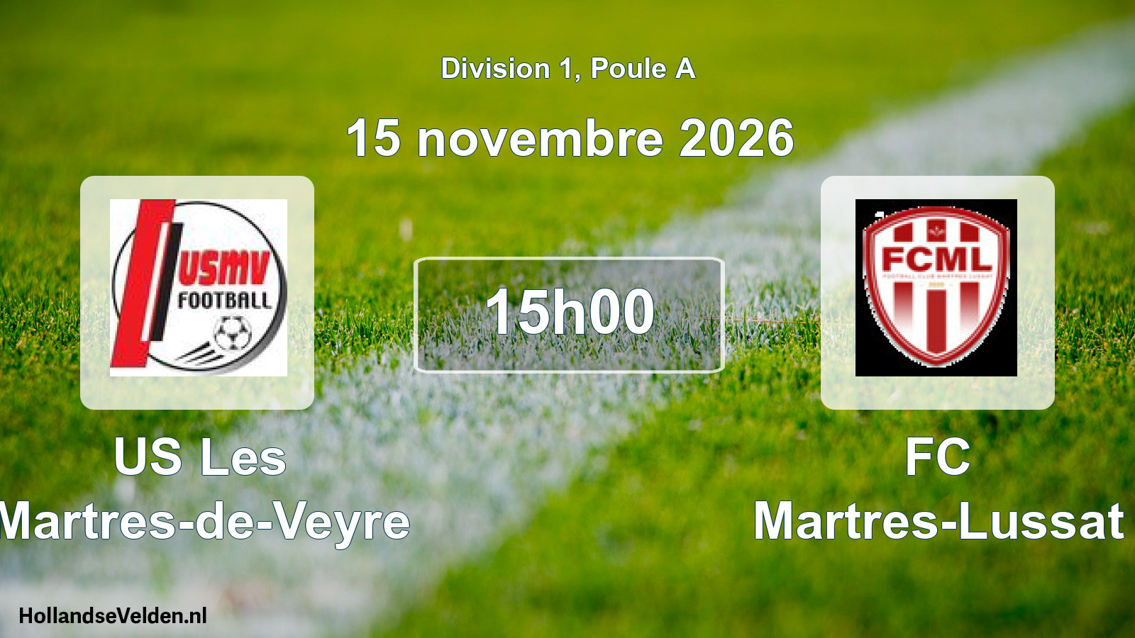 Match programmé: US Les Martres-de-Veyre - FC Martres-Lussat (15 novembre 2026)