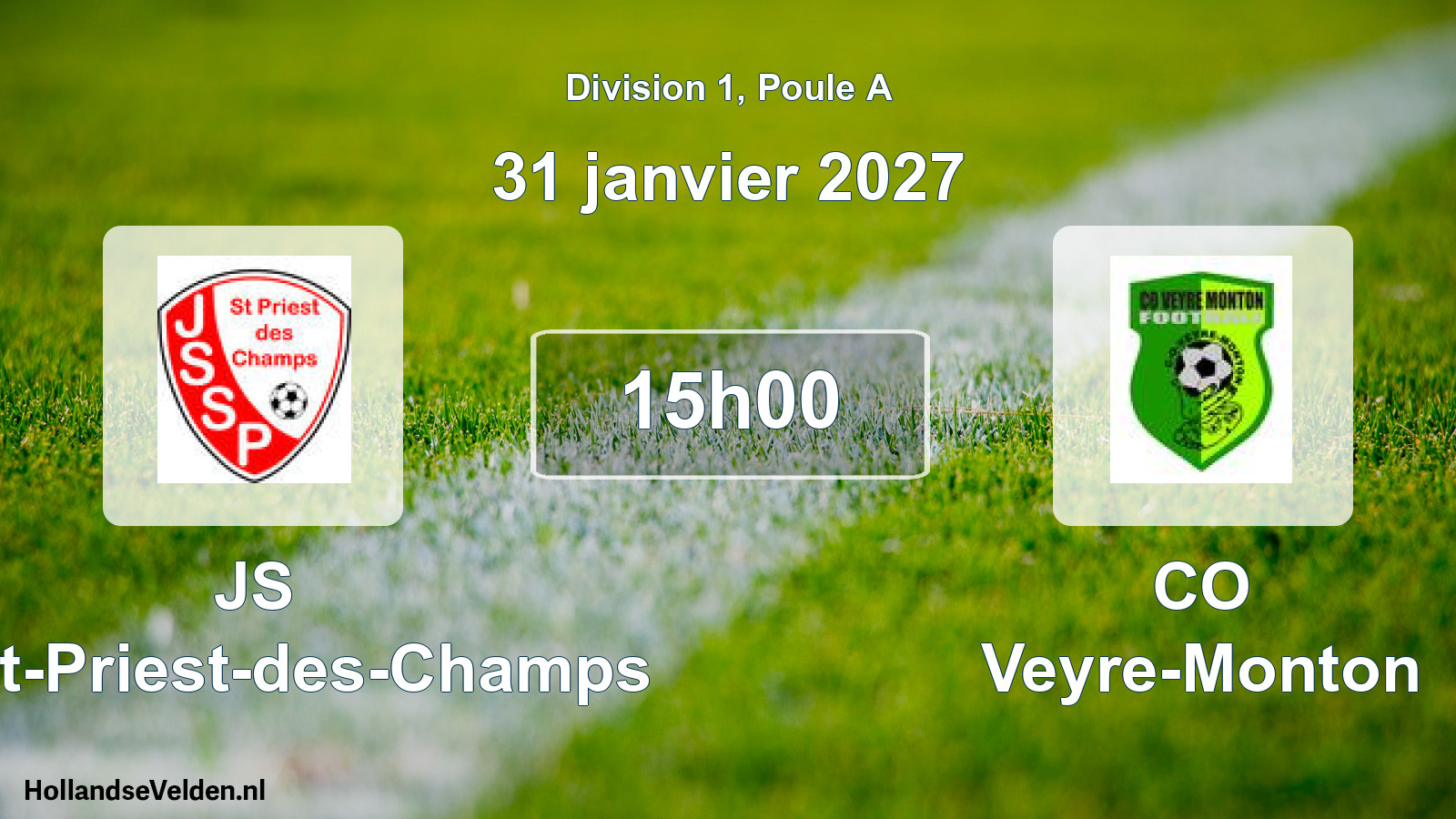 Match programmé: JS Saint-Priest-des-Champs - CO Veyre-Monton (31 janvier 2027)