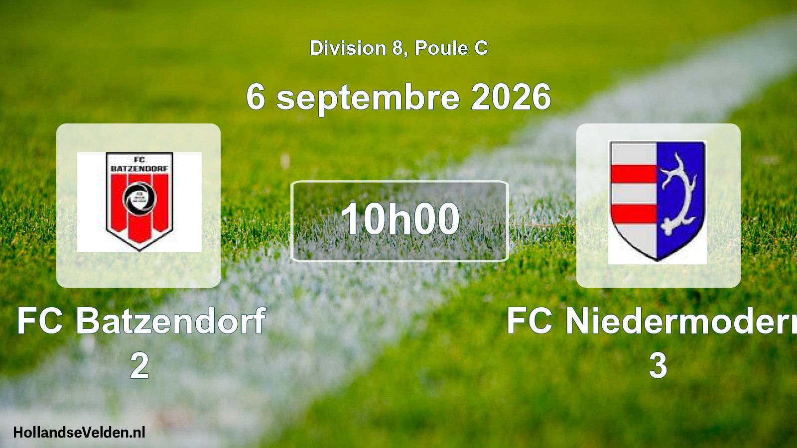 Scheduled Match: FC Batzendorf 2 - FC Niedermodern 3 (6 September 2026)
