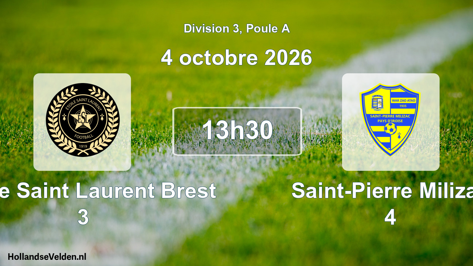 Scheduled Match: Étoile Saint Laurent Brest 3 - Saint-Pierre Milizac 4 (4 October 2026)