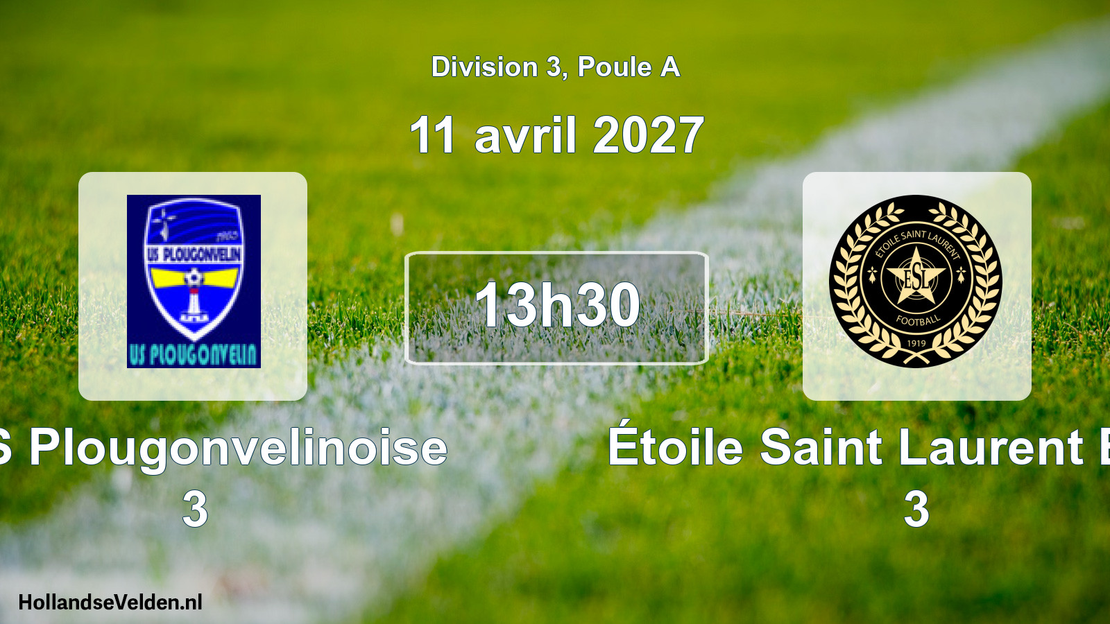 Match programmé: US Plougonvelinoise 3 - Étoile Saint Laurent Brest 3 (11 avril 2027)