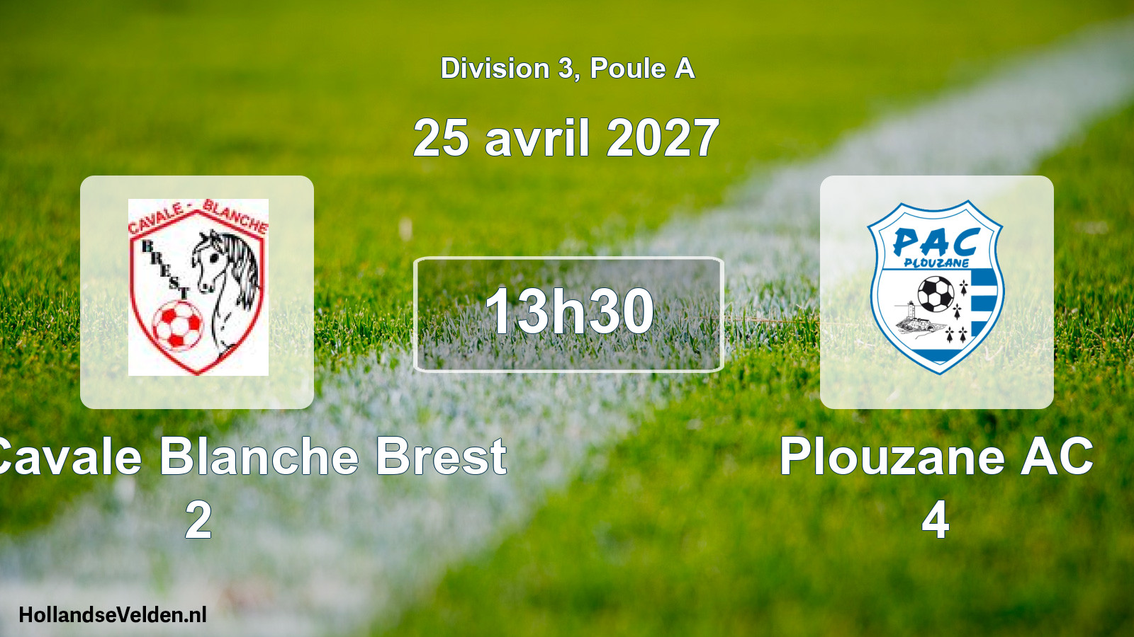Match programmé: AS Cavale Blanche Brest 2 - Plouzane AC 4 (25 avril 2027)