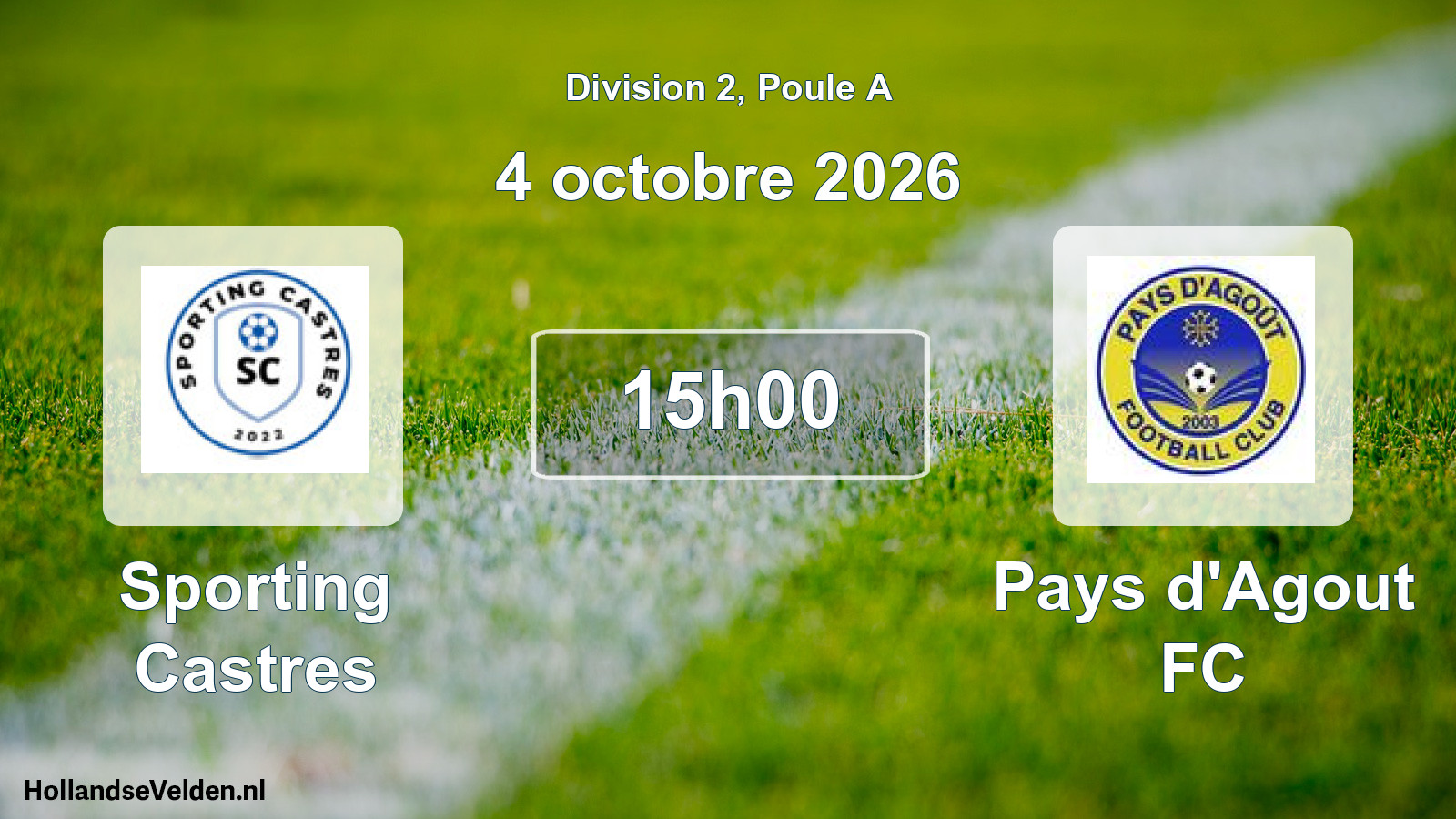 Match programmé: Sporting Castres - Pays d'Agout FC (4 octobre 2026)